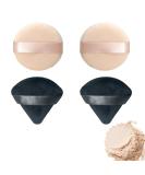 Loose Powder Puff Set - 2pc Round & 2pc Triangle Makeup Puffs for Setting Powder - Soft Beauty Tools for Face & Body - Buy Online on GoSupps.com