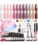 Modelones Gel Nail Kit with 48W Lamp - 12 Colors Pink Polish Set + UV LED Lamp - Starter Kit with Top & Base Coat for DIY Manicure - Buy Online on GoSupps.com