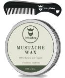 Striking Viking Mustache Wax and Comb Kit - 2 Oz - Strong Hold Natural Beeswax for Men - Vanilla Scent - Tame, Style, and Condition Facial Hair - Buy Online on GoSupps.com
