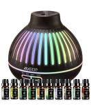 Aromatherapy Diffuser Set with Essential Oils - Ultrasonic Office & Bedroom Humidifier with Ambient Light and Auto Shut-Off (Black) - Buy Online on GoSupps.com
