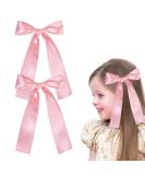 2 Pack Hair Bows for Girls and Women Large Bow Hair Clips Hair Barrette with Long Silky Satin Pink Hair Accessories for Girls(Pink) - Buy Online on GoSupps.com
