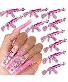 10pcs Pink Gun Nail Art Charms - 3D Metal AK Gun Rhinestones for Acrylic Nails | Kawaii Punk Nail Accessories - Buy Online on GoSupps.com
