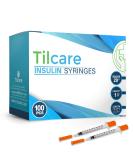 Tilcare Ultra-Fine Insulin Syringes 29G 1cc 1/2 inch - 100 Pack | Latex-Free & Sterile Diabetic Syringes - Individually Blister Packed - Buy Online on GoSupps.com
