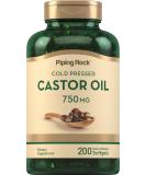Buy Piping Rock Castor Oil Softgel Capsules 750mg - 200 Count | Cold Pressed Non-GMO & Gluten Free Supplement for Optimal Health - Buy Online on GoSupps.com
