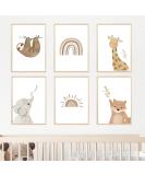 Meinbaby123 Poster Kinderzimmer 6 Set Din A4 Wall pictures pictures boho baby room decoration wall poster premium (sloth & friends 6er set) - Buy Online on GoSupps.com