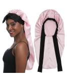 Sengterm Long Satin Hair Hood - Adjustable Silky Sleeping Hat for Women | Extra Big Size for Long Curls | Pink - Buy Online on GoSupps.com