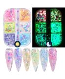 Holographic Luminous Nail Glitter Sequins - 6 Colors, Fluorescent 3D Sparkle, Shinning Confetti Manicure Tips Decorations - Buy Online on GoSupps.com