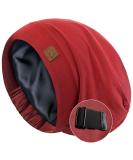 Satin Silk Lined Sleep Cap for Natural Curly Hair | Adjustable Bonnet Hat for Sleeping | Grey Burgundy - Buy Online on GoSupps.com