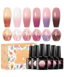 MEET ACROSS Pink Color Changing Gel Nail Polish Set - Mood Temperature Change Translucent Nude Pink Gel Polish with Foil & Crystal Accents - Buy Online on GoSupps.com
