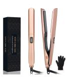 Lure & Smooth 2-in-1 Hair Smoothing & Curling Iron - Ceramic Waves for All Hair Types - LCD Display - Perfect Halloween Gift (Pink) - Buy Online on GoSupps.com