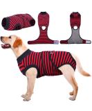 Kuoser Dog Body Suit for Post-Surgery Care | Breathable Protective Dog Bodysuit for Males & Females | Leakage Protection & Anti-Licking | Red Striped (1 Pack) - Buy Online on GoSupps.com
