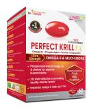 LABO Nutrition Perfect Krill EX - Ultra Strength Antarctic Krill Oil with Choline, Astaxanthin, Omega 3 - Heart & Joint Support - 60 Softgels - Buy Online on GoSupps.com
