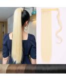 22-Inch Platinum Blonde Long Straight Ponytail Extension - Magic Paste Wrap Around 110g Synthetic Hair - Buy Online on GoSupps.com