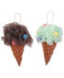 Kids Bath Shower Sponge Set - Exfoliating Loofah for Spa and Shower - Light Green Coffee - 2pcs - Buy Online on GoSupps.com