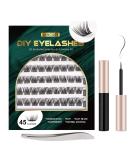 Lanciley Individual Lashes CC Curl DIY Eyelash Extension Kit - 45 Clusters with Glue & Tweezers - Easy to Use for Makeup Beginners - Fluffy Style - Buy Online on GoSupps.com