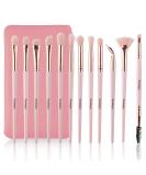 Daubigny 12 PCS Eye Makeup Brushes Set - Professional Eyeshadow, Concealer & Blending Tools with Carrying Bag (Pink) - Buy Online on GoSupps.com
