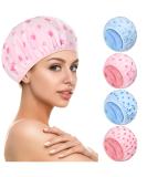 4 Pcs Terry Lined Reusable Shower Caps for Women - Waterproof EVA Bath Caps for Hair Care - Floral Design - Buy Online on GoSupps.com