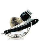 Buy Parker SRB Replaceable Blade Straight Edge Barber Razor Shave Set - Pure Badger Brush Chrome Stand & 100 Blades for Smooth Shaving - Buy Online on GoSupps.com