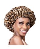 Queen African Silk Double-Layer Satin Bonnet - Reversible Hair Cap for Curly Hair | Leopard Print Sleep Cap - Buy Online on GoSupps.com