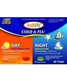 Healthlife Day & Night Cough Cold & Flu Relief Softgels - 30 Count (20 Day / 10 Night) | Sore Throat, Fever & Congestion Relief - Buy Online on GoSupps.com