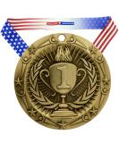 Decade Awards Place Medal World Class Medal - 3 Inch Wide Medallion with Stars and Stripes American Flag V Neck Ribbon GOLD (1st Place) - Buy Online on GoSupps.com