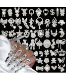 50pcs 3D Silver Nail Charms - Luxury Butterfly Nail Art Alloy Jewels for Stunning Manicures - Buy Online on GoSupps.com