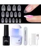 TOMICCA French Nail Extension Kit with Portable Lamp and Glue - 240 Short Almond Nail Tips - DIY Gel Nail Art Tools - Buy Online on GoSupps.com