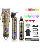 Suttik Hair Clippers for Men Beard Trimmer Nose Hair Trimmer Set of 3, Professional Cordless Barber Clippers for Hair Cutting Grooming Kit, Rechargeable, LCD Display, Father's Day Gift for Men Bronze - Buy Online on GoSupps.com