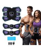 EMS Muscle Stimulator - 8 Modes & 15 Intensities Abdominal Trainer | USB Rechargeable Fitness Device with 10 Gel Pads for Belly Arms & Legs - Flame Violet - Buy Online on GoSupps.com