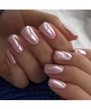 24 Pink Aurora Press-On Nails | Short Angular French Artificial Nails for Women & Girls | Full Cover Acrylic Nail Decorations - Buy Online on GoSupps.com