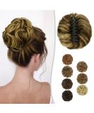 BARSDAR Claw Clip Messy Bun Hairpiece in Sandy Blonde with Caramel Brown Highlights - for Women, Curly Synthetic Hair Bun Extension for Ponytail Updo Chignon - Buy Online on GoSupps.com