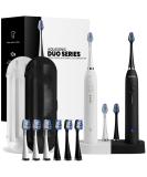 AquaSonic Duo Dual Handle Ultra Whitening 40,000 VPM Wireless Charging Electric ToothBrushes - 3 Modes with Smart Timers - 10 Dupont Brush Heads & 2 Travel Cases Included - Buy Online on GoSupps.com