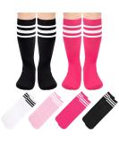 4 Pairs Kids Soccer Socks Toddler Soccer Socks Girls Boys Soccer Socks Toddler Knee High Socks Toddler Kids Tube Socks 3-6 Years Black/White, White/Black, Pink/White, Rose/White - Buy Online on GoSupps.com