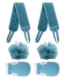 Wangcl 2 Set Body Brush Back Scrubber & Peeling Shower Set - 3 Piece Exfoliating Spa Kit for Women & Men - Shower Sponge & Peeling Glove - Buy Online on GoSupps.com