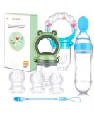 Baby Food Feeder Set - Silicone Rattle Pacifier with 125ml Squeeze Spoon for Teething - Blue - Buy Online on GoSupps.com