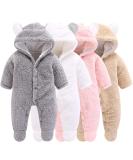Newborn Baby Cartoon Bear Snowsuit Winter Coat Fleece Hooded Romper Jumpsuit 0-3 Months - Grey - Buy Online on GoSupps.com