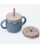 Silicone 2-in-1 Sippy N Snack Cup - BPA Free, No Spill, Drop Proof, Blue - Dishwasher & Microwave Safe - Buy Online on GoSupps.com