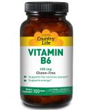 Country Life Vitamin B6 100mg - 100 Tablets | Supports Energy & Mood - Buy Online on GoSupps.com