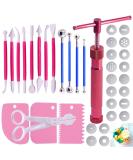 Keadic 37Pcs Rose Red Clay Fondant Extruder Cake Decorating Tool Set | Sugar Modeling Gun with 20 Tips, Disks & Dotting Tool - Buy Online on GoSupps.com