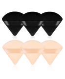 6-Piece Triangle Powder Puff Face Makeup Sponge Set with Strap - Soft Velour Puffs for Mineral Powder & Foundation - Black & Light Skin Tones - Buy Online on GoSupps.com