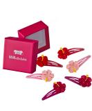 Hair Clip Set for Girls - 6 Orchid Flower Hairpins in Pink & Red with Storage Box - Perfect Gift! - Buy Online on GoSupps.com