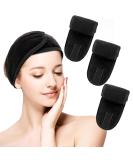 Sibba 3 Pack Spa Headband Adjustable Headband for Face Wash Makeup Beauty Facial Loop Yoga Headband Self-Adhesive Towel (Black) - Buy Online on GoSupps.com