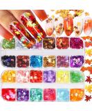 Fall Leaf Glitter Nail Sequins - 24 Colors Holographic Maple Leaf Art Flakes - Autumn Manicure Decorations - 2Boxes - Buy Online on GoSupps.com