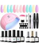 Modelones Pastel Gel Nail Polish Kit with LED Nail Dryer - 6 Colors Set for DIY Manicure at Home - Buy Online on GoSupps.com
