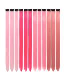 12 Pcs Colored Hair Extensions Colorful Clip in Hair Extensions 22 inch Synthetic Straight Hair Extensions for Kids Girls Women Pink series - Buy Online on GoSupps.com