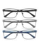 MODFANS 3 Pack Reading Glasses 1.0 for Men - Blue Light Filter Metal Frame Rectangle Style Stainless Steel - +1.00 Color124 - Buy Online on GoSupps.com