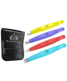 Majestic Bombay Fine Point Slant Tweezers Set - Precision Pluckers for Splinter, Facial, Chin, Brow, and Ingrown Hair Removal - Stainless Steel (4pc) - Buy Online on GoSupps.com