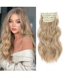 Dirty Blonde with Brown Highlights Clip in Hair Extensions - Long Wavy Full Head Synthetic Fiber Hair Pieces for Women - Buy Online on GoSupps.com