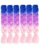 LDMY Jumbo Braiding Hair Extensions - 6PCs Pack 24 Ombre Lake Green Purple Pink 100g Each - Synthetic Jumbo Braids for Women - Buy Online on GoSupps.com