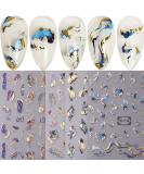 JMEOWIO 8 Sheets Marble French Tip Nail Art Stickers Decals Self-Adhesive Wave Line Nail Supplies Nail Art Design Decoration Accessories - Buy Online on GoSupps.com